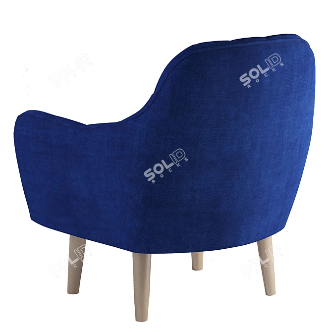 Modern Blue Polyester Wood Accent Chair 3D model image 2