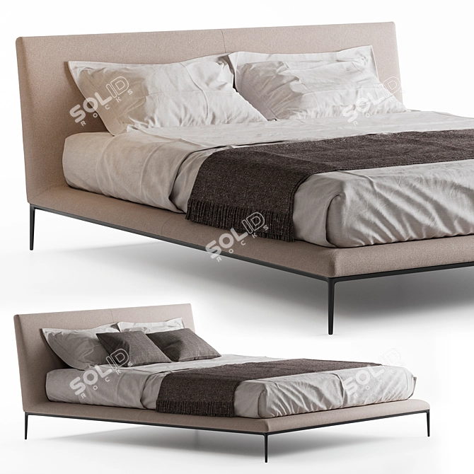 B&B Italia Atoll Bed: Versatile Design with Removable Cushions & Blanket 3D model image 1