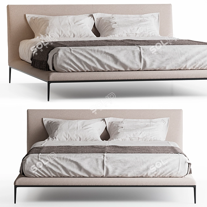 B&B Italia Atoll Bed: Versatile Design with Removable Cushions & Blanket 3D model image 2