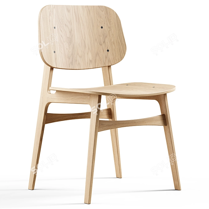 Fredericia Soborg Wood Chair 3D model image 1