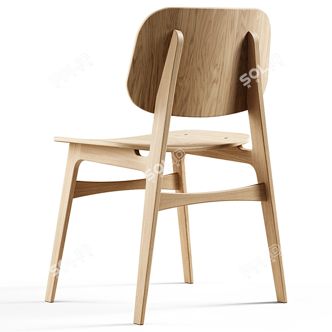 Fredericia Soborg Wood Chair 3D model image 3