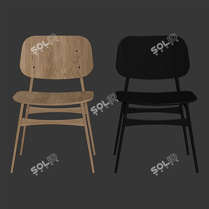 Fredericia Soborg Wood Chair 3D model image 7