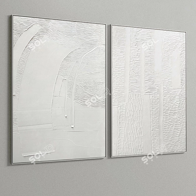 Elegant Plaster Double Frame 3D model image 4