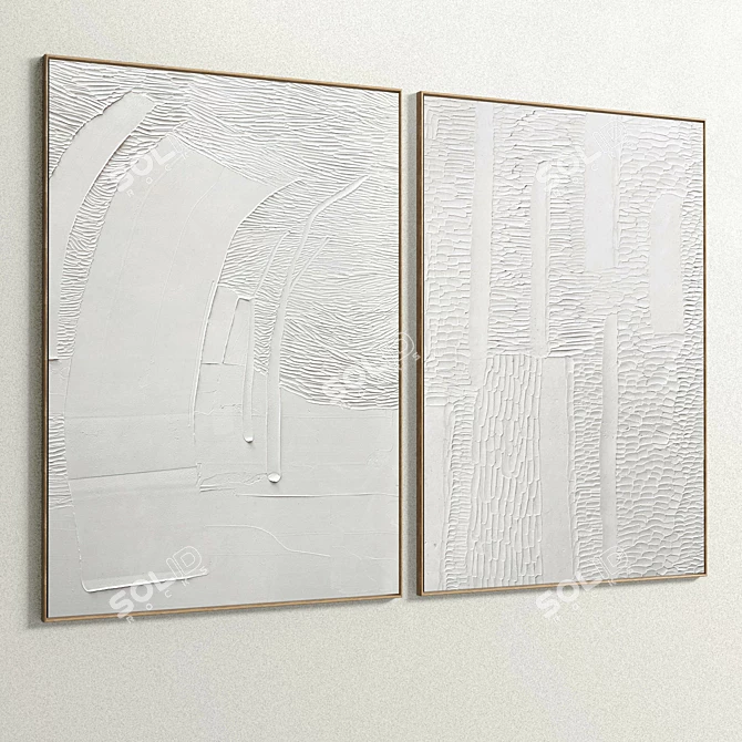 Elegant Plaster Double Frame 3D model image 5