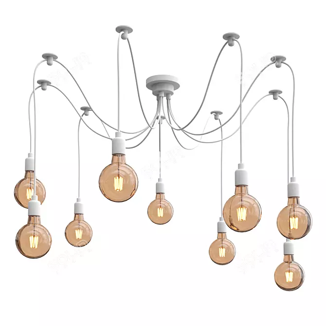 Vintage Edison Chandelier 3D model image 2