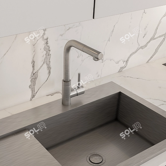 Elegant White and Gray Kitchen 3D model image 4