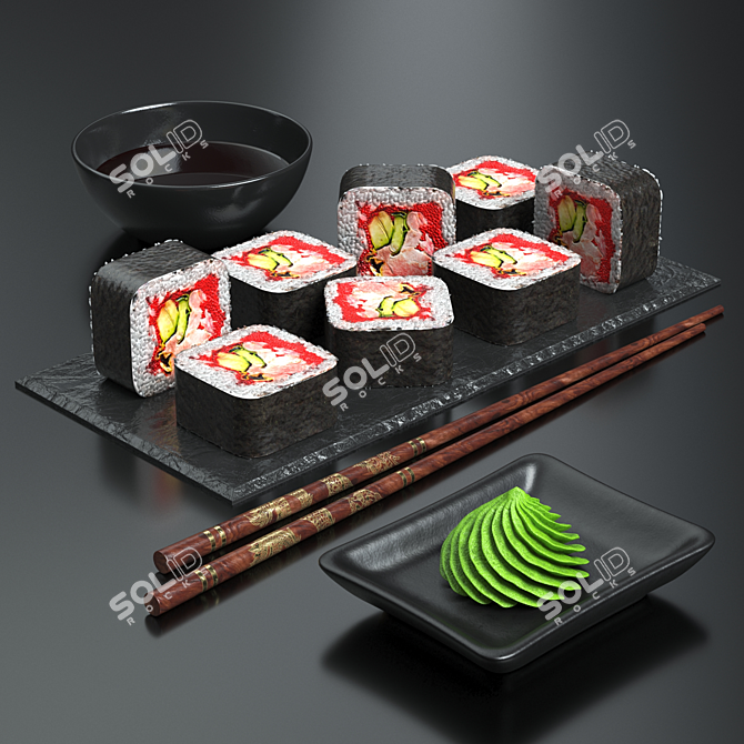 Exquisite Black Pearl Rolls 3D model image 2