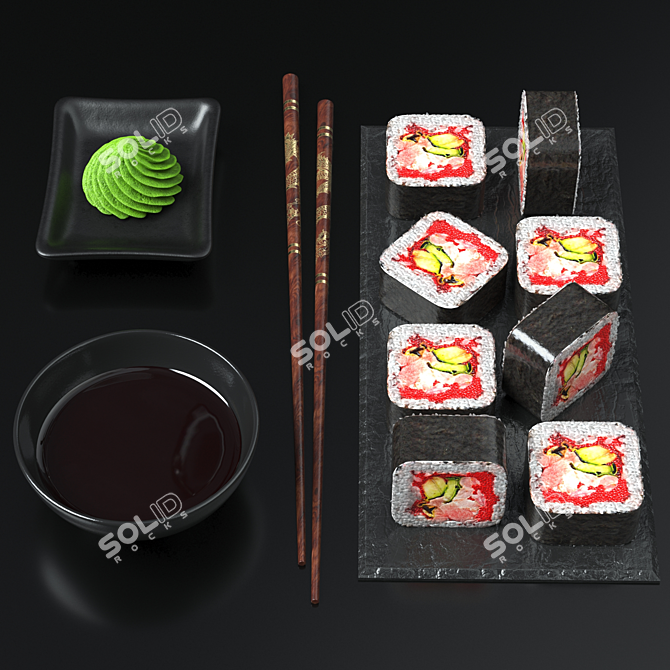 Exquisite Black Pearl Rolls 3D model image 3