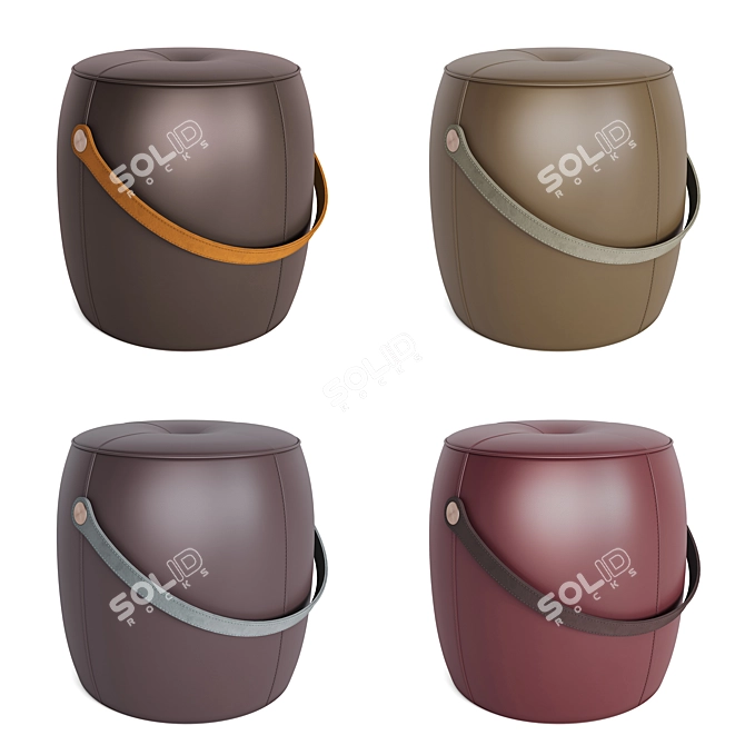 Jellybean Saddle Pouffe: Luxurious Leather & Suede Elegance 3D model image 3