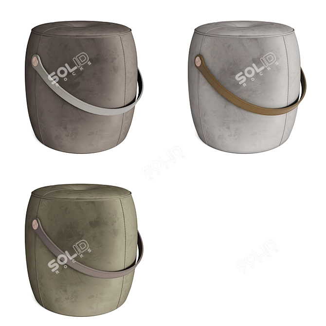 Jellybean Saddle Pouffe: Luxurious Leather & Suede Elegance 3D model image 4