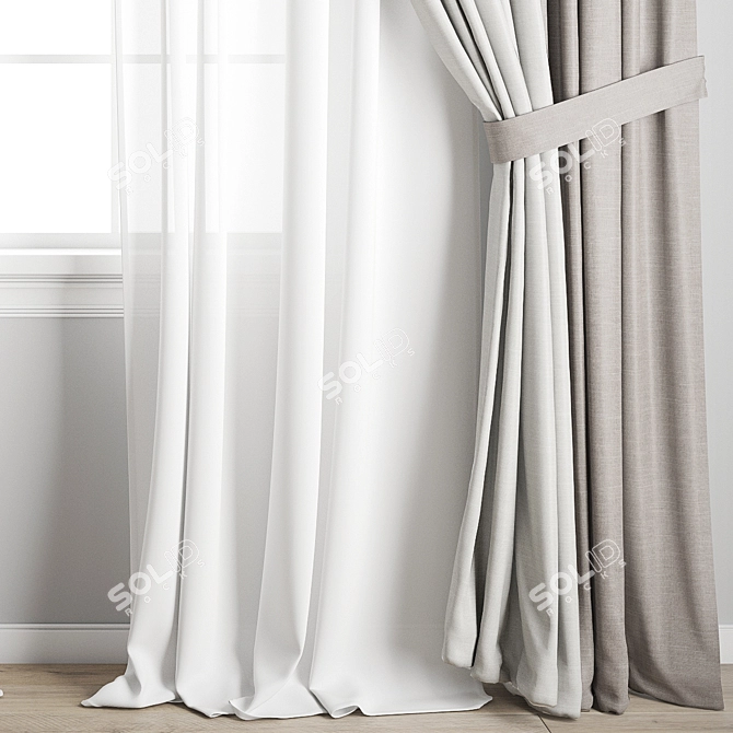 Premium Polygonal Curtain Model 3D model image 2