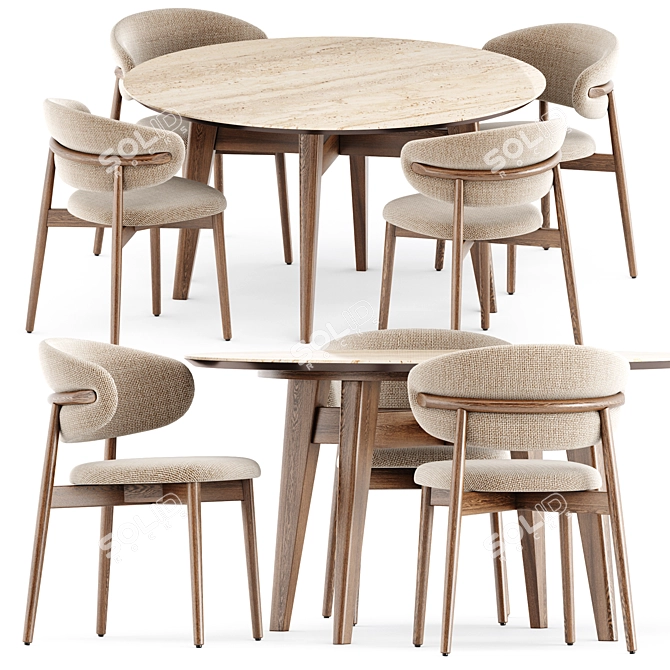 Contemporary Dining Set: Oleandro Chair & Abrey Table 3D model image 1