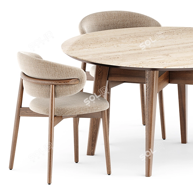 Contemporary Dining Set: Oleandro Chair & Abrey Table 3D model image 2