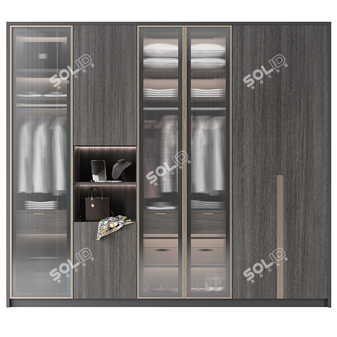 Stylish and Spacious Wardrobe 3D model image 1