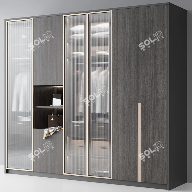 Stylish and Spacious Wardrobe 3D model image 3