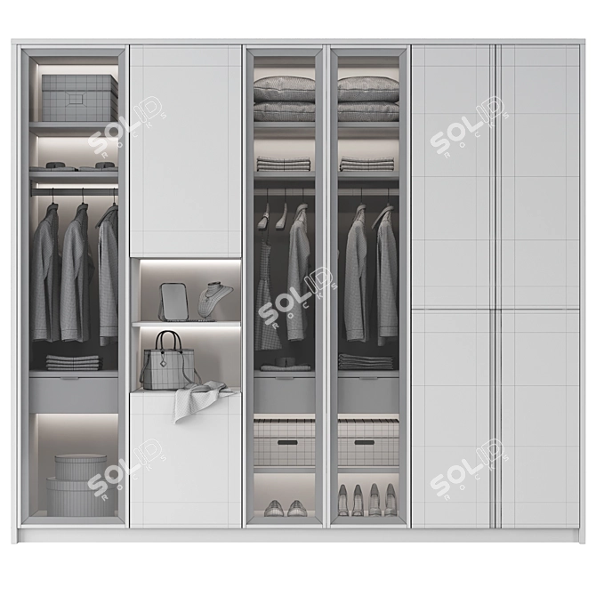 Stylish and Spacious Wardrobe 3D model image 4