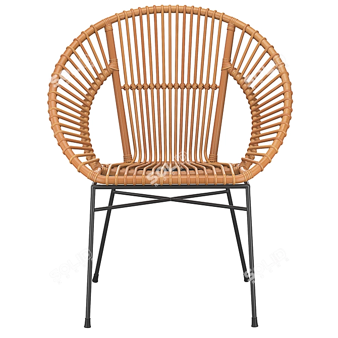 Rattan Accent Chair: Natural Elegance 3D model image 3