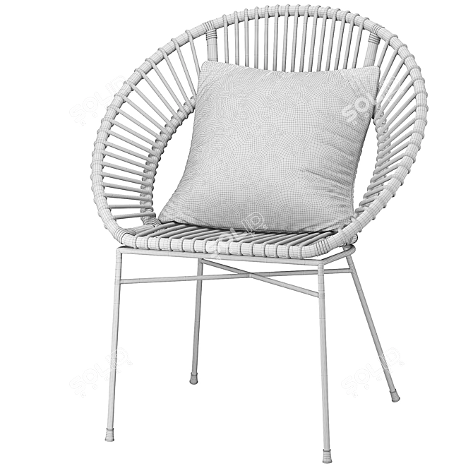 Rattan Accent Chair: Natural Elegance 3D model image 7