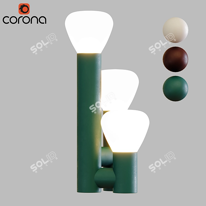 Minimalist 3-Light Multi-Colored Table Lamp 3D model image 1