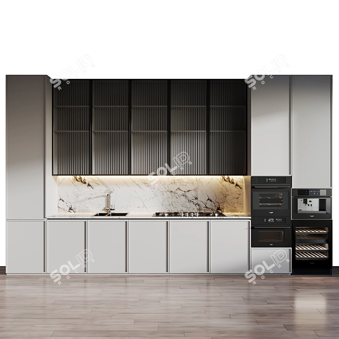 All-in-One Modern Kitchen Set 3D model image 1