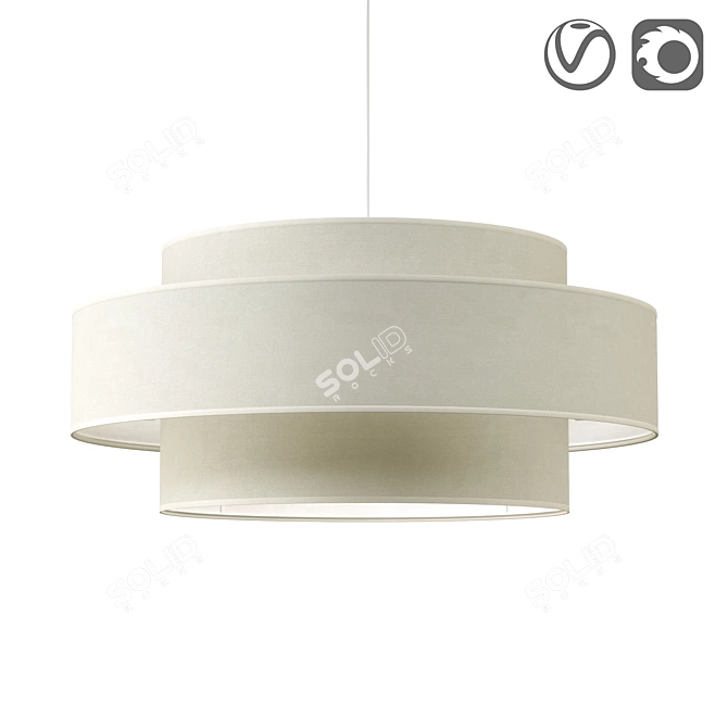 Natural Linen Lampshade 3D model image 1