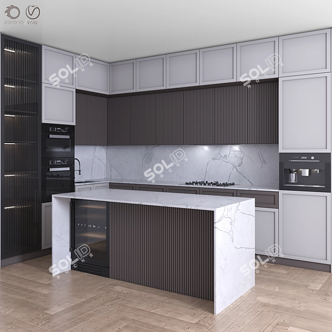 NeoClassic 27: Corner Kitchen with Appliances 3D model image 1