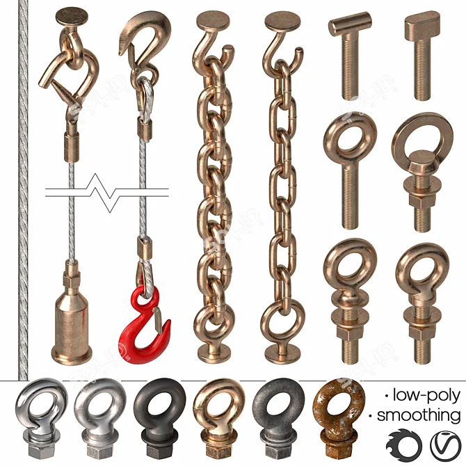 Multi-Purpose Metal Hardware Set 3D model image 6