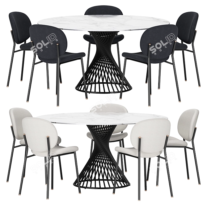 Elegant Dining Set with Ines Chair 3D model image 1