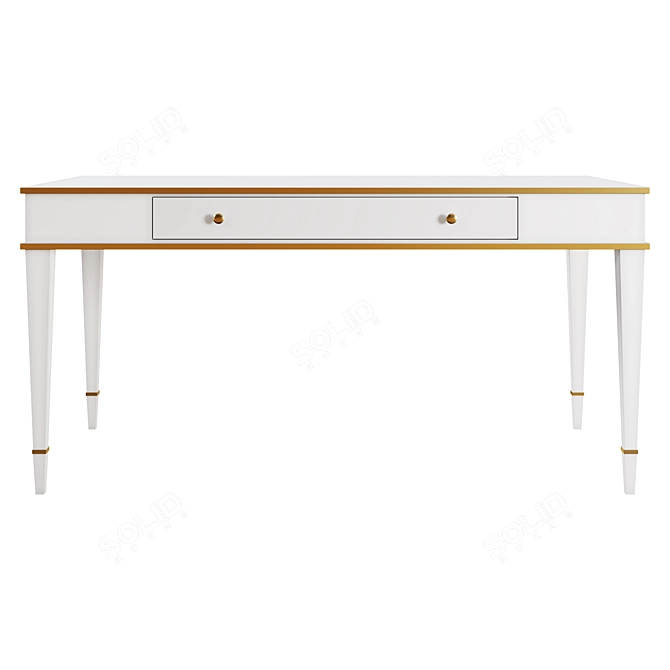 Kelly Desk - Stylish White Wooden Writing Table 3D model image 2