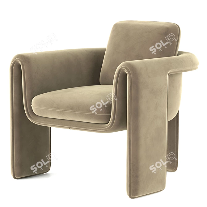 Velvet Floria Chair: Luxuriously Comfortable 3D model image 1