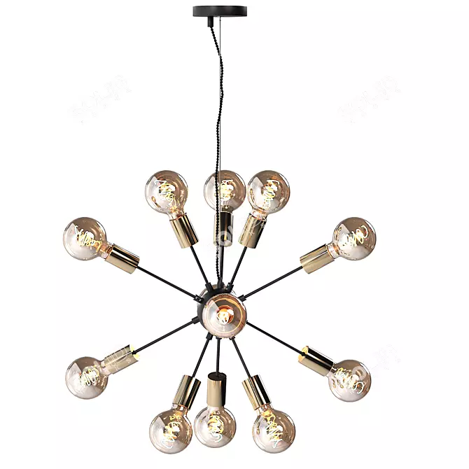 Elegant Glass Pendant Chandelier 3D model image 1