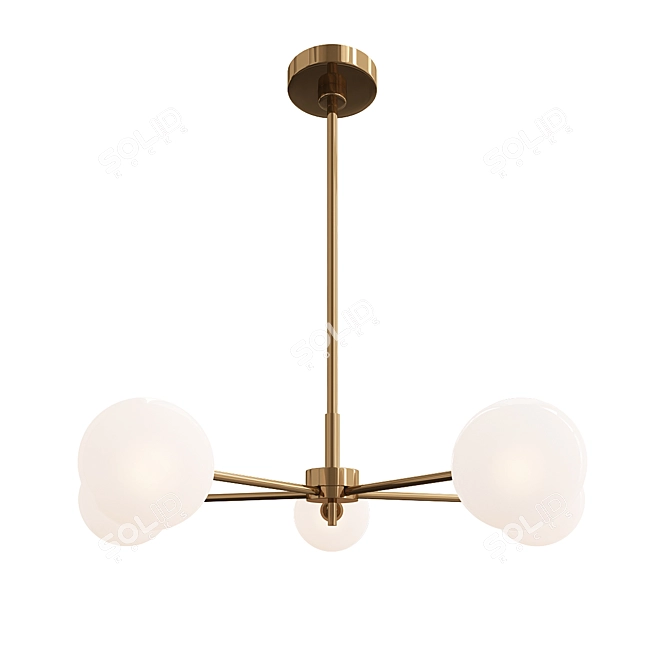 Satin Brass Nathan Chandelier - Modern Elegance 3D model image 1