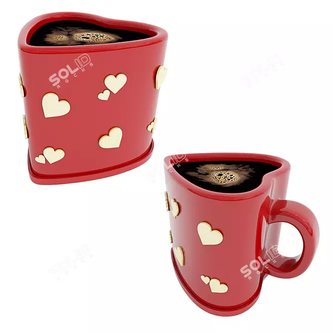 Heart-Shaped Cup Set: Love 4 Coffee 3D model image 4