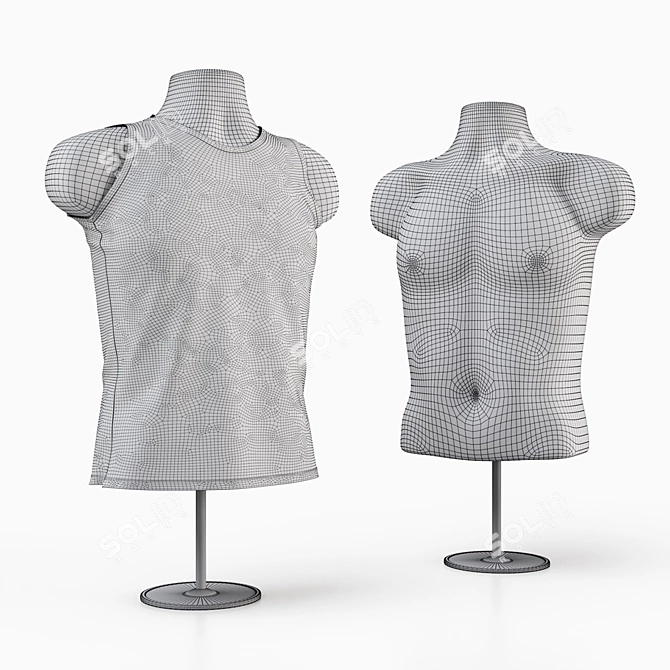 Sleek Male Torso Mannequin 3D model image 4