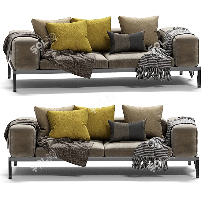 Slifesteel Sectional Sofa: Modern, Stylish, and Comfortable 3D model image 1