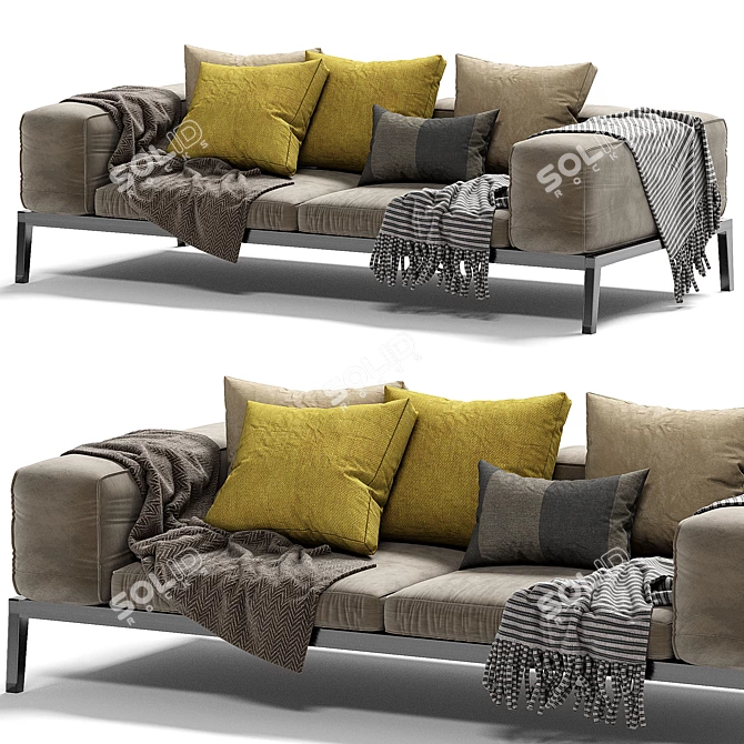 Slifesteel Sectional Sofa: Modern, Stylish, and Comfortable 3D model image 2
