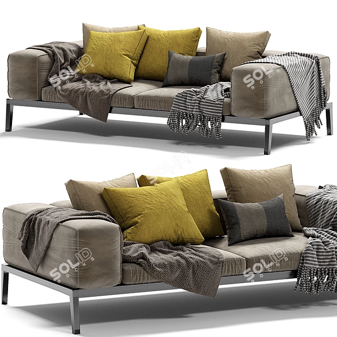 Slifesteel Sectional Sofa: Modern, Stylish, and Comfortable 3D model image 3