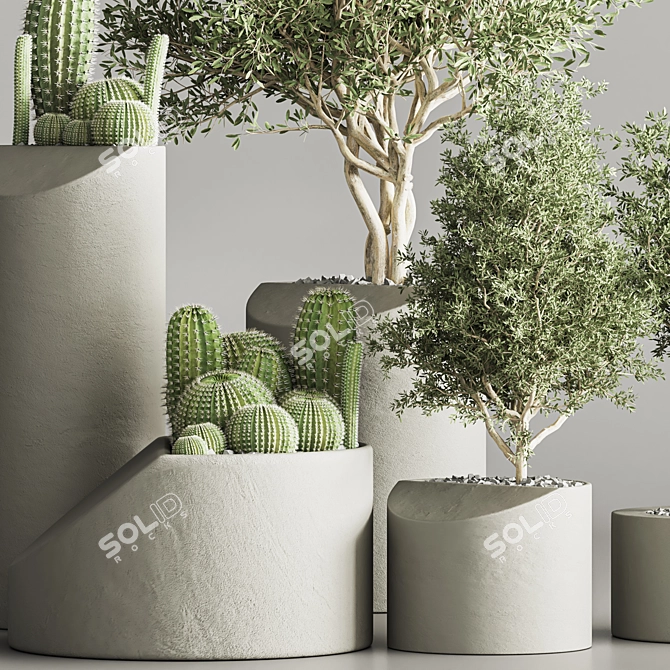 Stylish Indoor Cactus Stand 3D model image 2