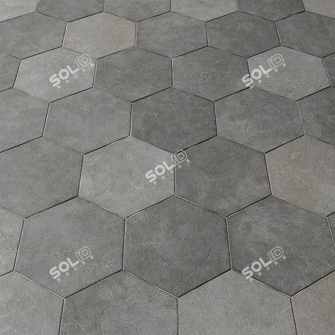 Hex Gray Concrete Tile Material 3D model image 3