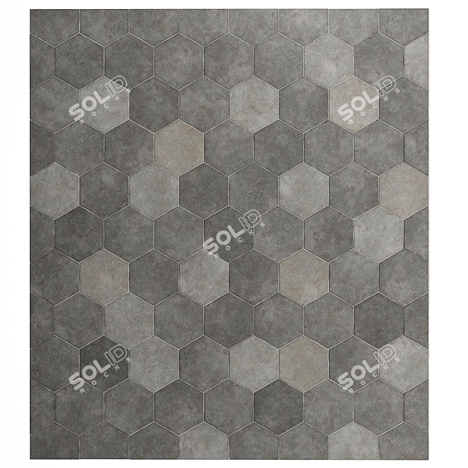 Hex Gray Concrete Tile Material 3D model image 6
