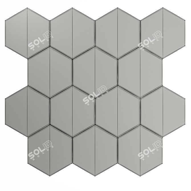 Hex Gray Concrete Tile Material 3D model image 7