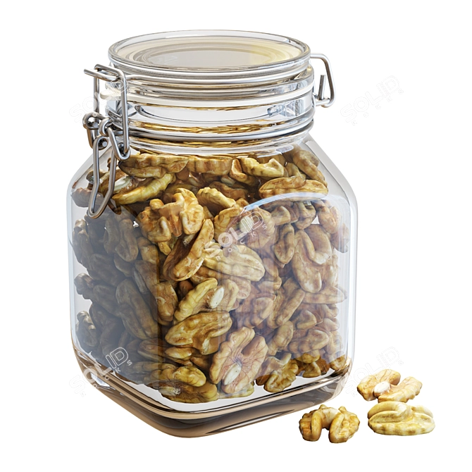 Fido Jar with Walnuts - High-Quality Food Set 3D model image 1