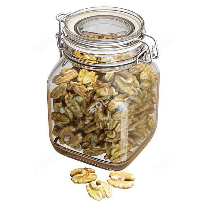 Fido Jar with Walnuts - High-Quality Food Set 3D model image 2