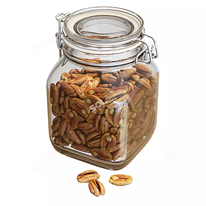 Fido Jar with Pecans: High-Quality Food Set 3D model image 2