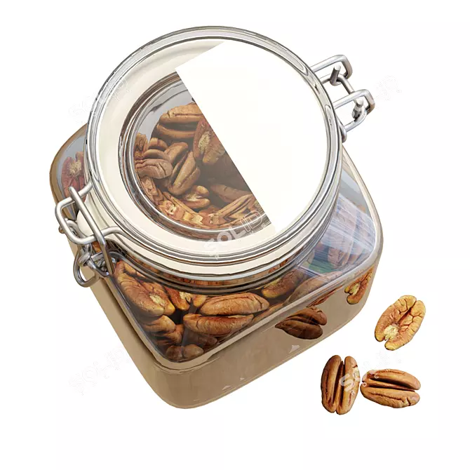 Fido Jar with Pecans: High-Quality Food Set 3D model image 3