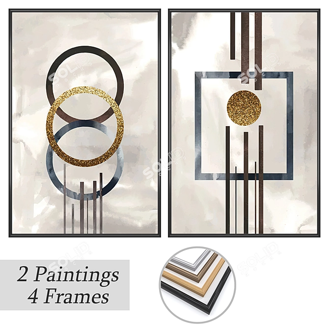 Artistic Masterpieces Set with Multiple Frame Options 3D model image 1