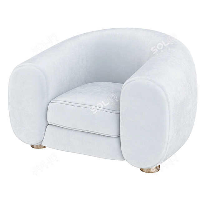 Elegant POLAR Armchair by Royère 3D model image 2