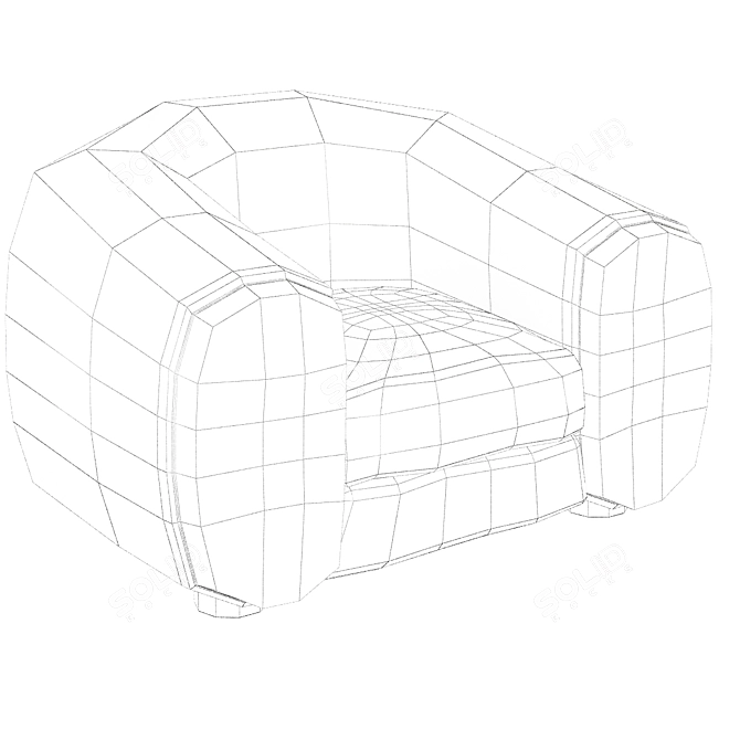 Elegant POLAR Armchair by Royère 3D model image 4