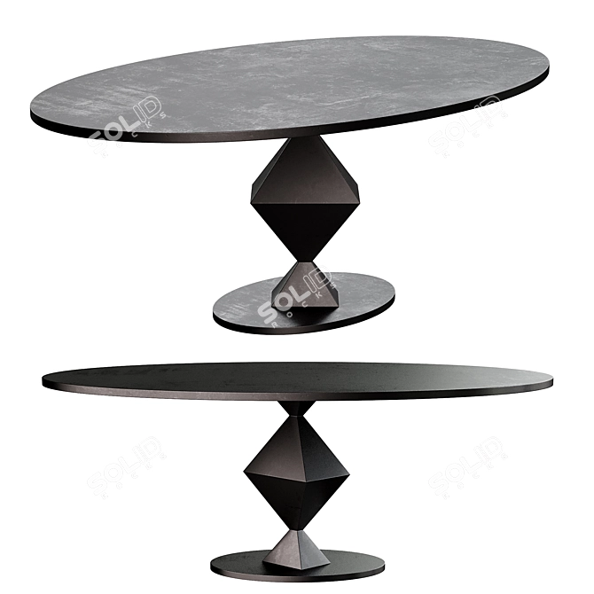 Sleek Oval Industrial Dining Table 3D model image 2