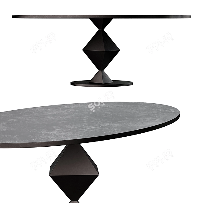 Sleek Oval Industrial Dining Table 3D model image 3